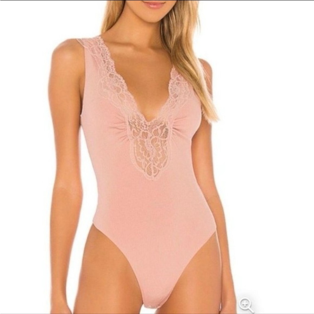Free People Intimately FP First Call Bodysuit Mauve Pink Tank Top Size Large